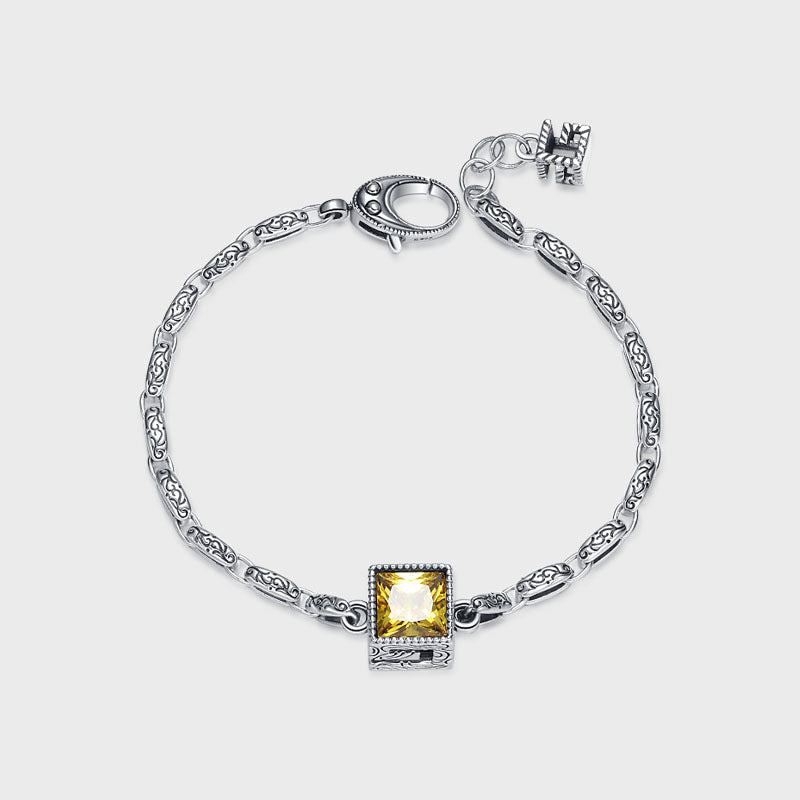Radiant Shapes S925 Silver Gemstone Bracelet - Silver - bracelet