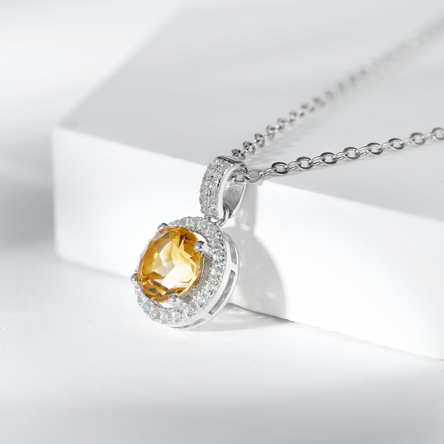 Sunshine Elegance Topaz Silver Necklace - Yellow - necklace