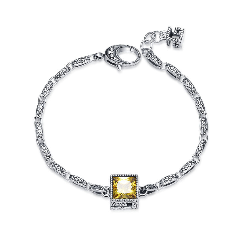 Radiant Shapes S925 Silver Gemstone Bracelet - Silver - bracelet