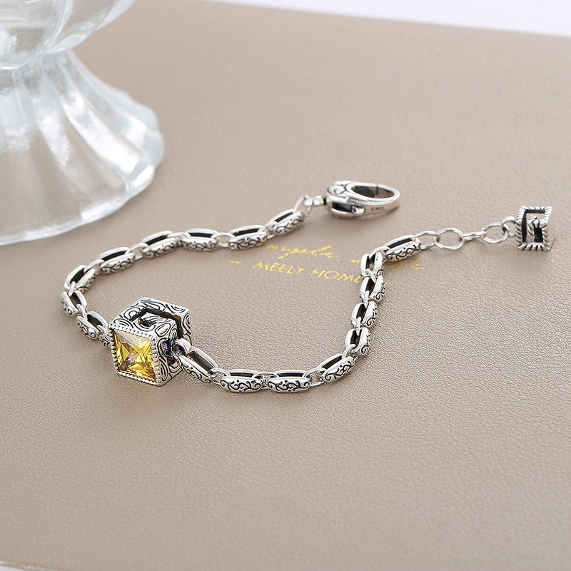 Radiant Shapes S925 Silver Gemstone Bracelet - Silver - bracelet