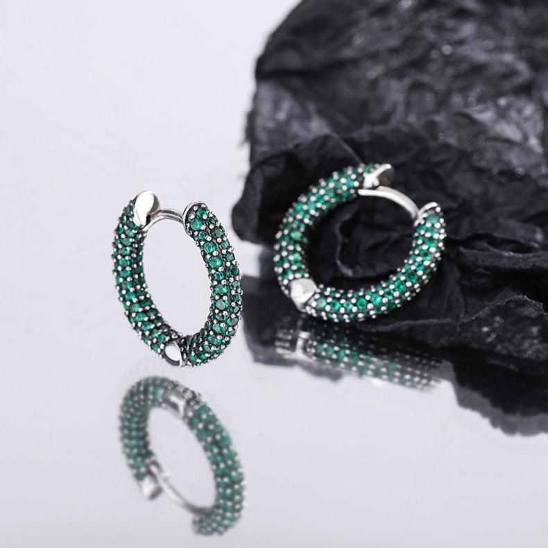GeoInlay Sterling 925 BlueGreen Geometric Stud Earrings - earrings