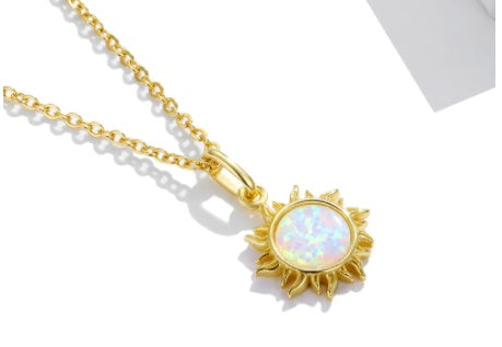 Sun Electroplated Geometric Pendant Necklace - Gold - necklace