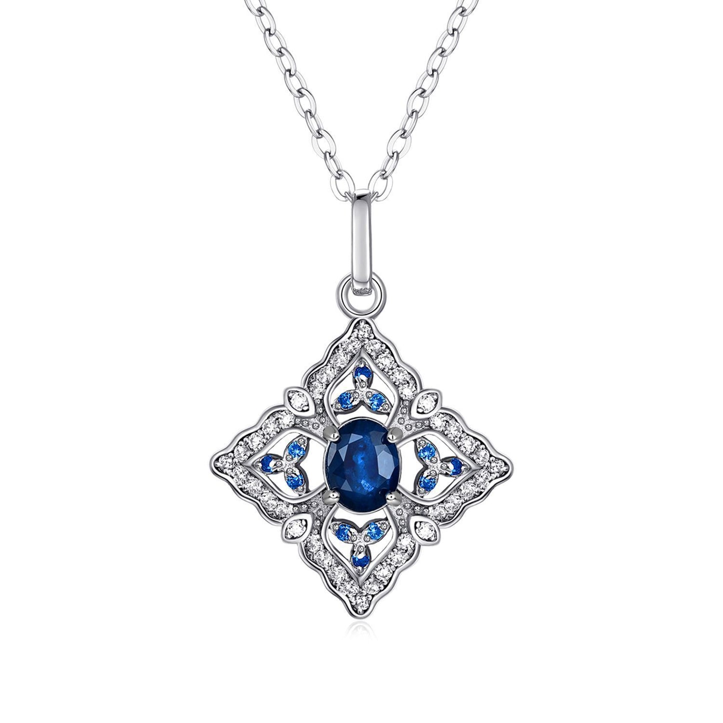 Stylish Crystal 925 Silver Pendant Necklace - silver - necklace