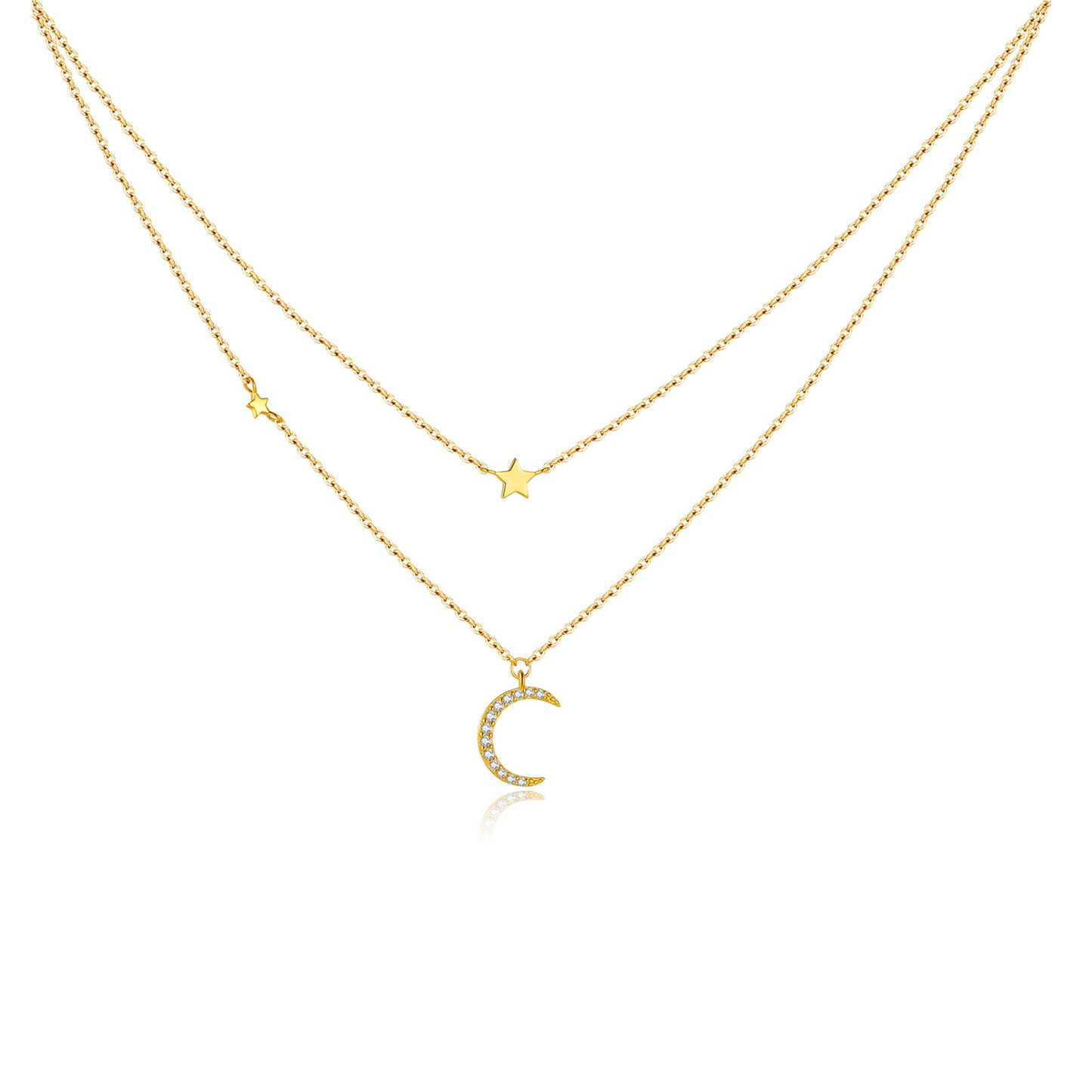 Lunar Elegance 925 silver Pendant Necklace - 18K Gold / 925 Silver - necklace