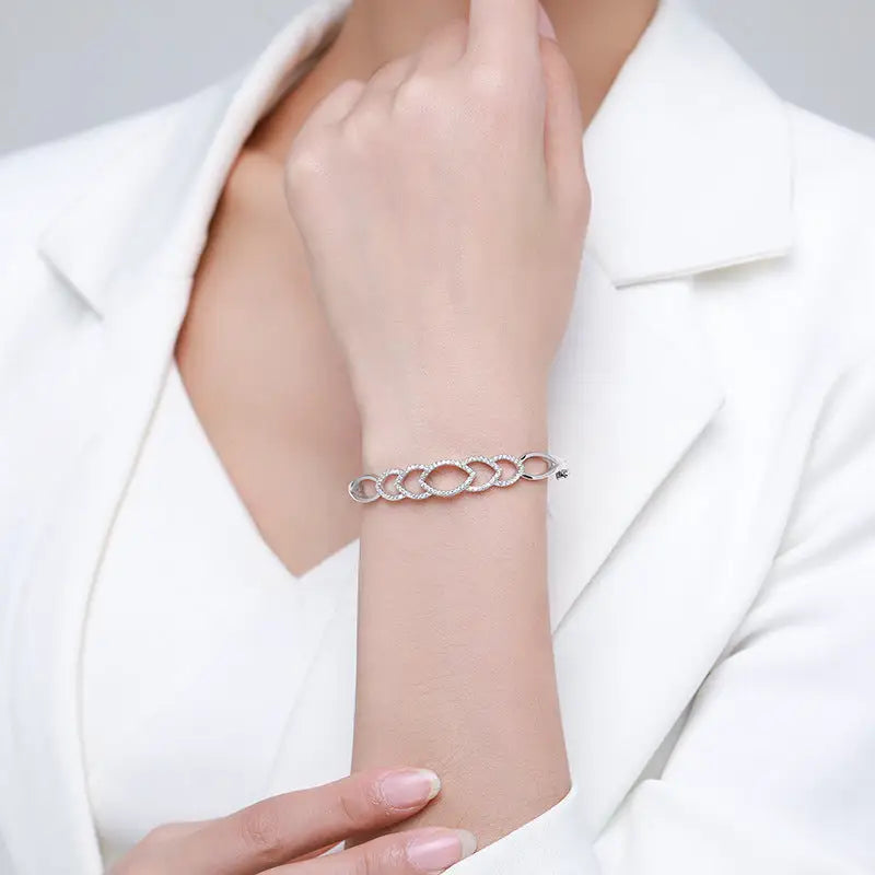 S925 Silver Chain Hollow Jeweled Bracelet - bracelet