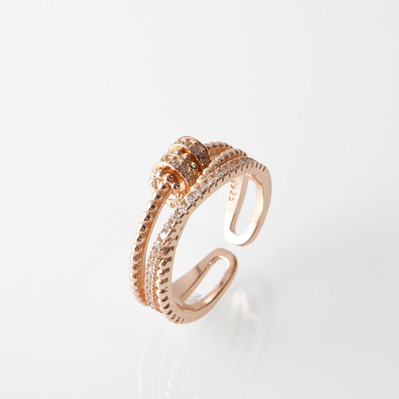 Gilded Contour Geometric Ring - Rose Gold / Adjustable Opening - ring