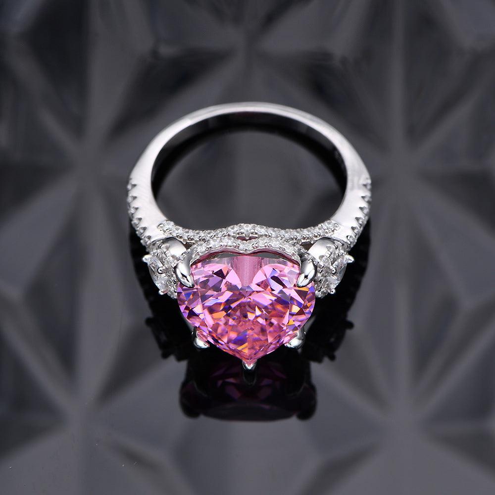 Eternal Embrace Heart Inlay Ring - Pink Diamond / No6 - ring