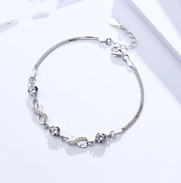 Damila Crystal Inlay Bracelet - White / 925 silver - bracelet