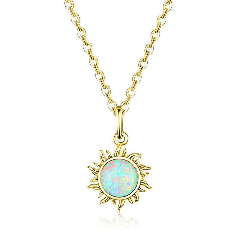 Sun Electroplated Geometric Pendant Necklace - Gold - necklace