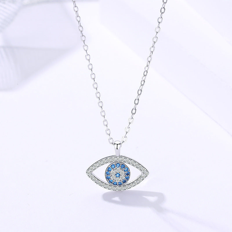 Elegant Eye Motif 925 Silver Pendant Necklace - Platinum - necklace