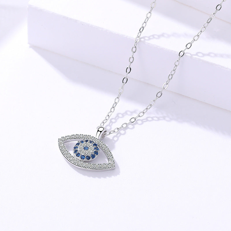 Elegant Eye Motif 925 Silver Pendant Necklace - Platinum - necklace