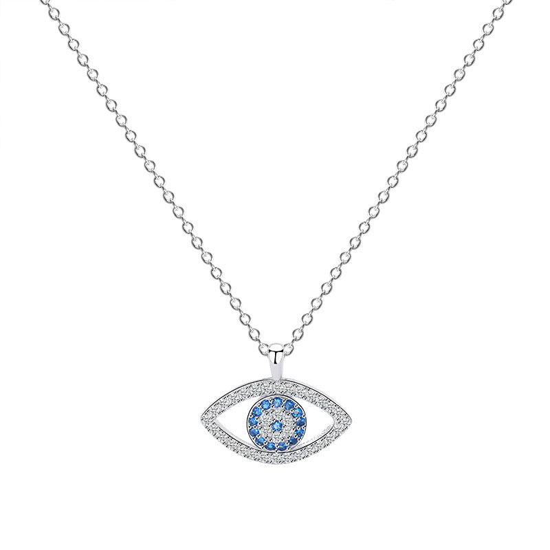 Elegant Eye Motif 925 Silver Pendant Necklace - Platinum - necklace