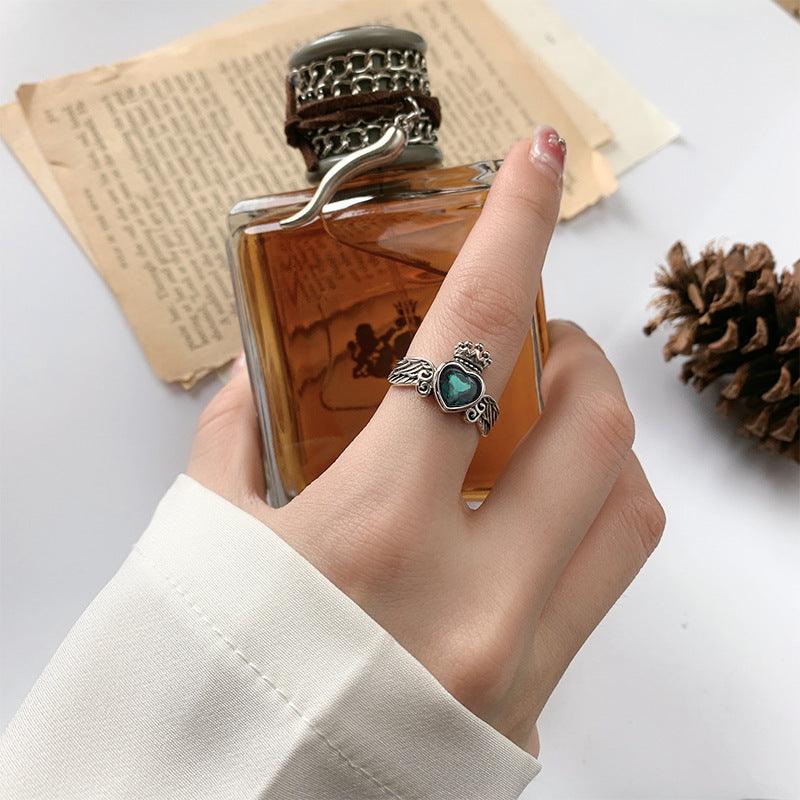 Elegant Sterling Silver Adjustable Inlaid Ring - Silver - ring