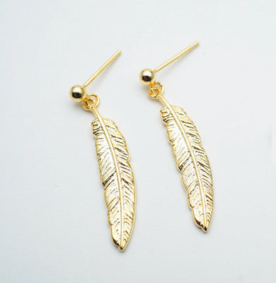 s925 sterling silver plated 18K gold feather earrings - default - earrings
