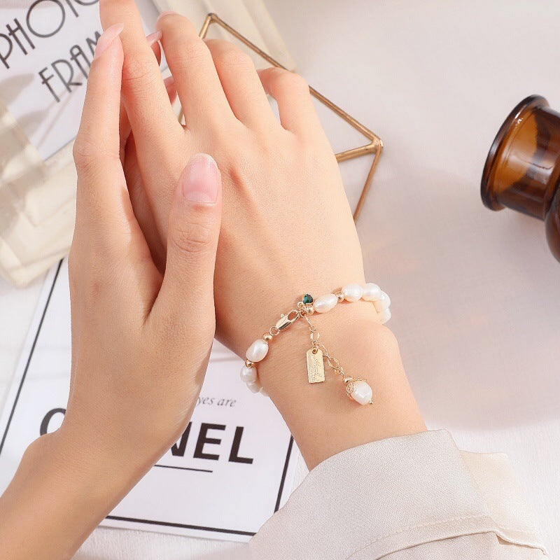 Minimalist Floral Mother of Pearl Bracelet - Gold - bracelet
