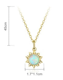 Sun Electroplated Geometric Pendant Necklace - Gold - necklace