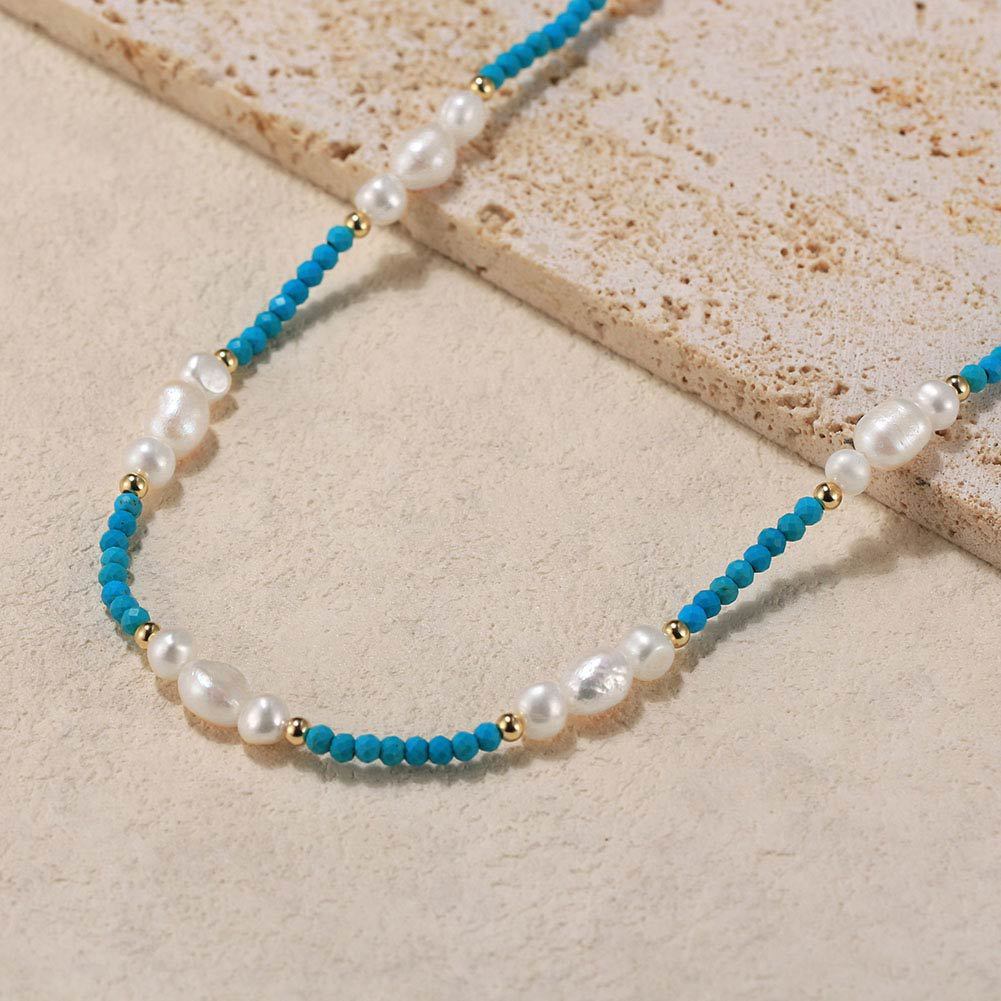 Geometric Pearl Simplicity Electroplated 925 Silver Necklace - Freshwater Pearl / 925 Silver - necklace