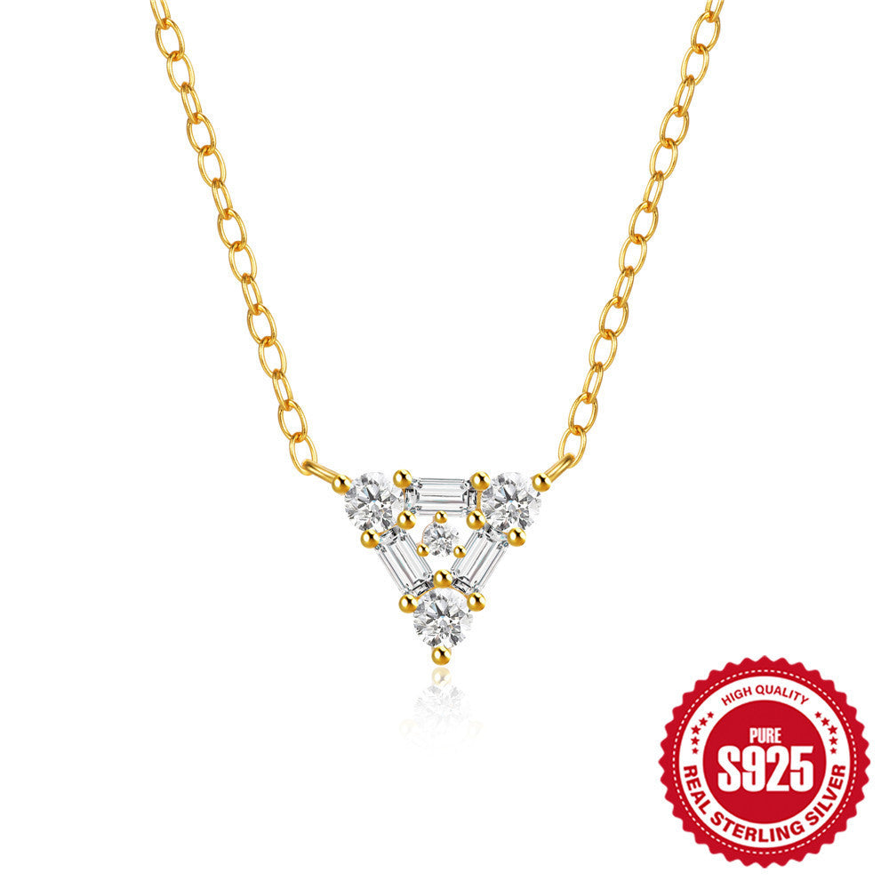 Geometric Triangle 925 silver Necklace - Gold / 925 Silver - necklace