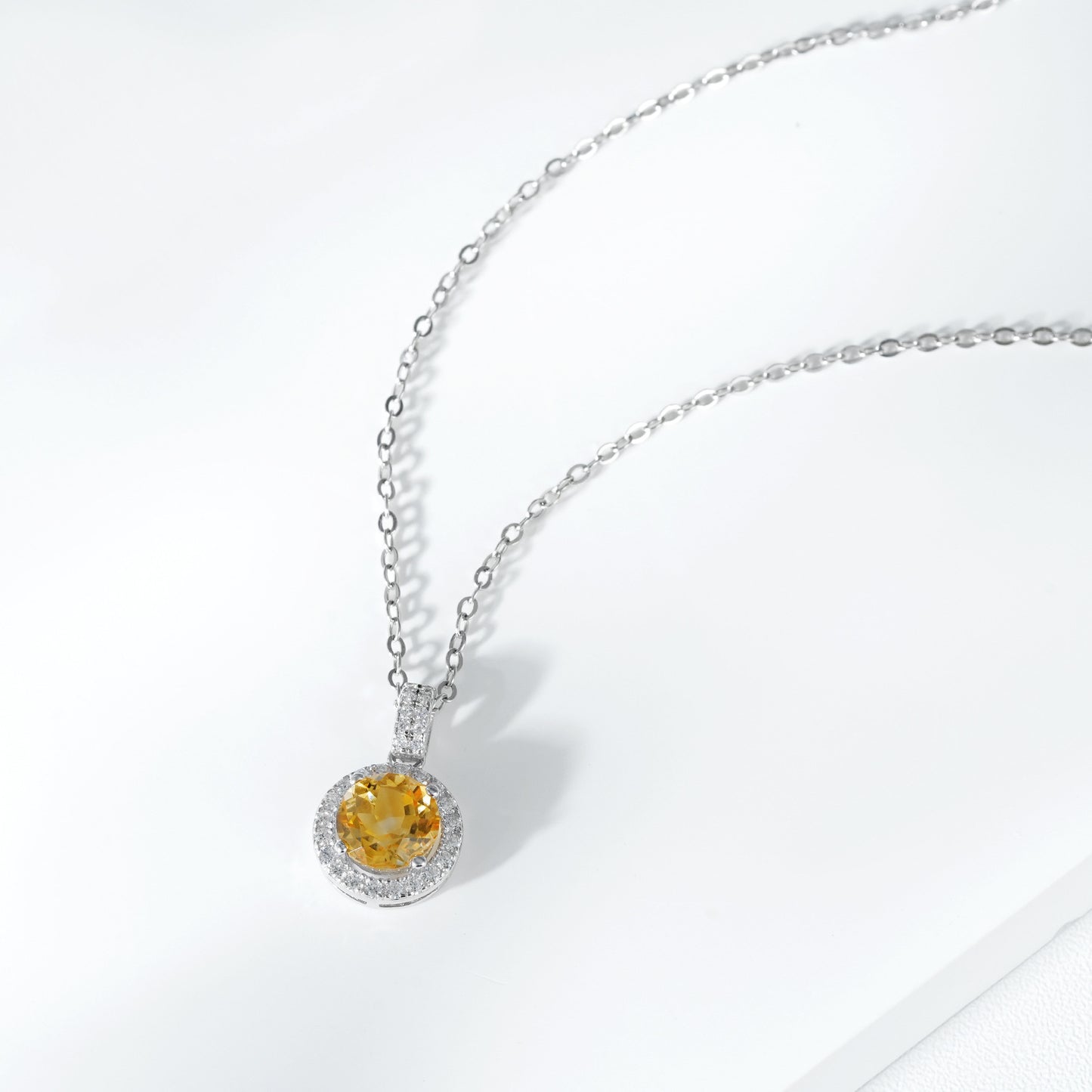 Sunshine Elegance Topaz Silver Necklace - Yellow - necklace