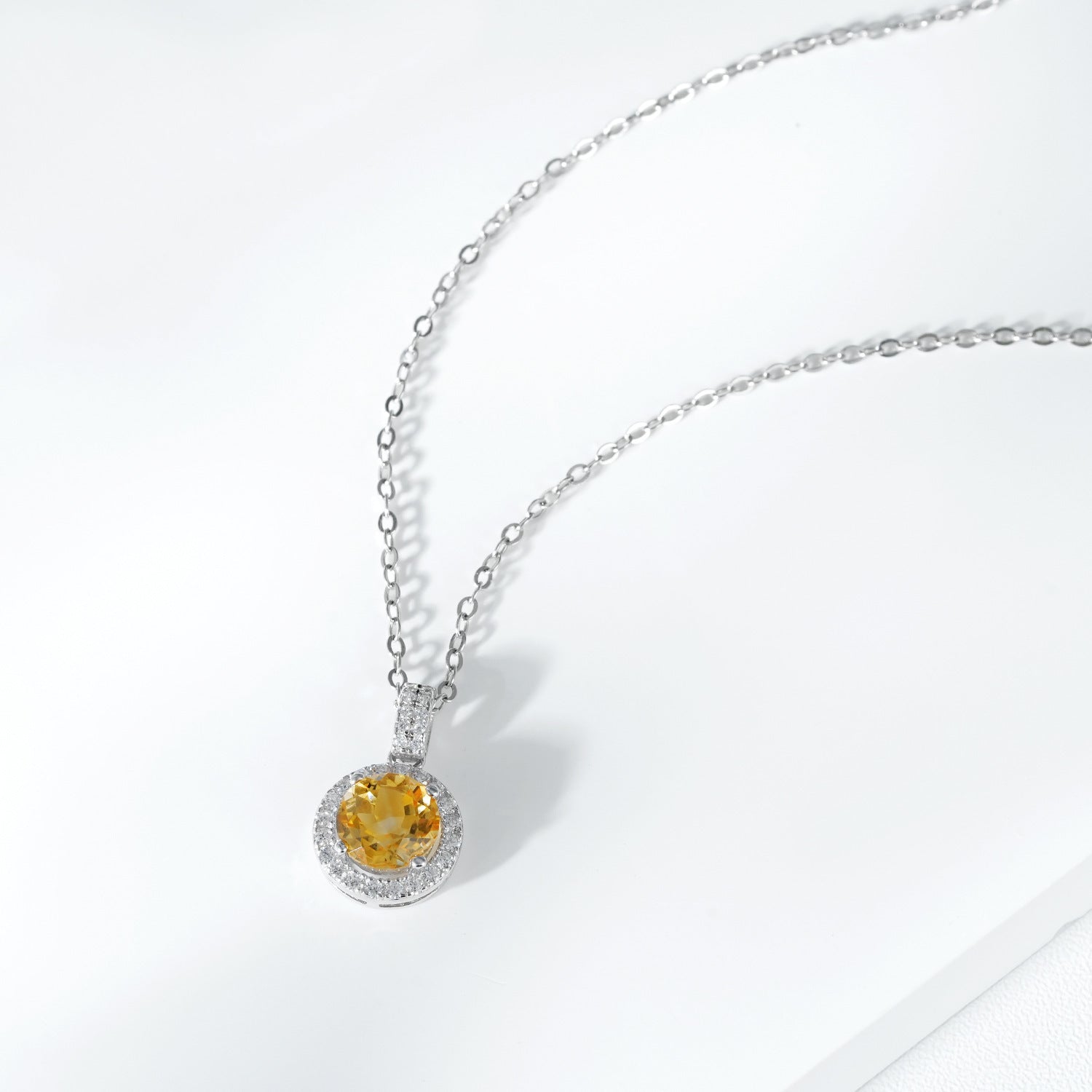 Sunshine Elegance Topaz Silver Necklace - Yellow - necklace