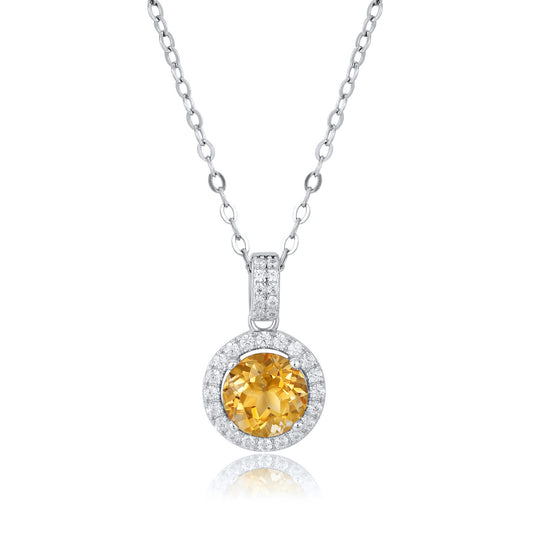 Sunshine Elegance Topaz Silver Necklace - Yellow - necklace