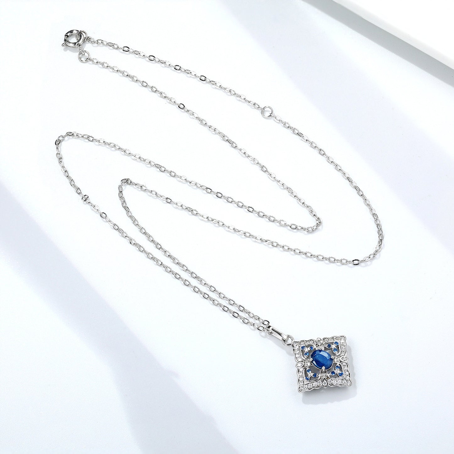 Stylish Crystal 925 Silver Pendant Necklace - silver - necklace