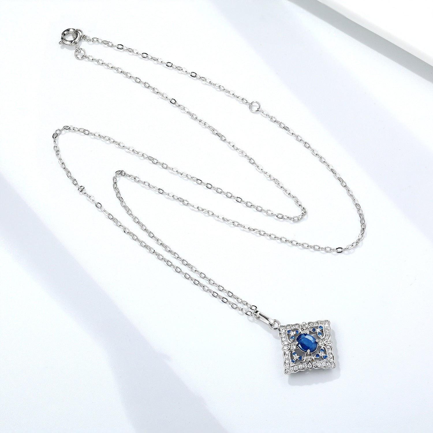 Stylish Crystal 925 Silver Pendant Necklace - silver - necklace