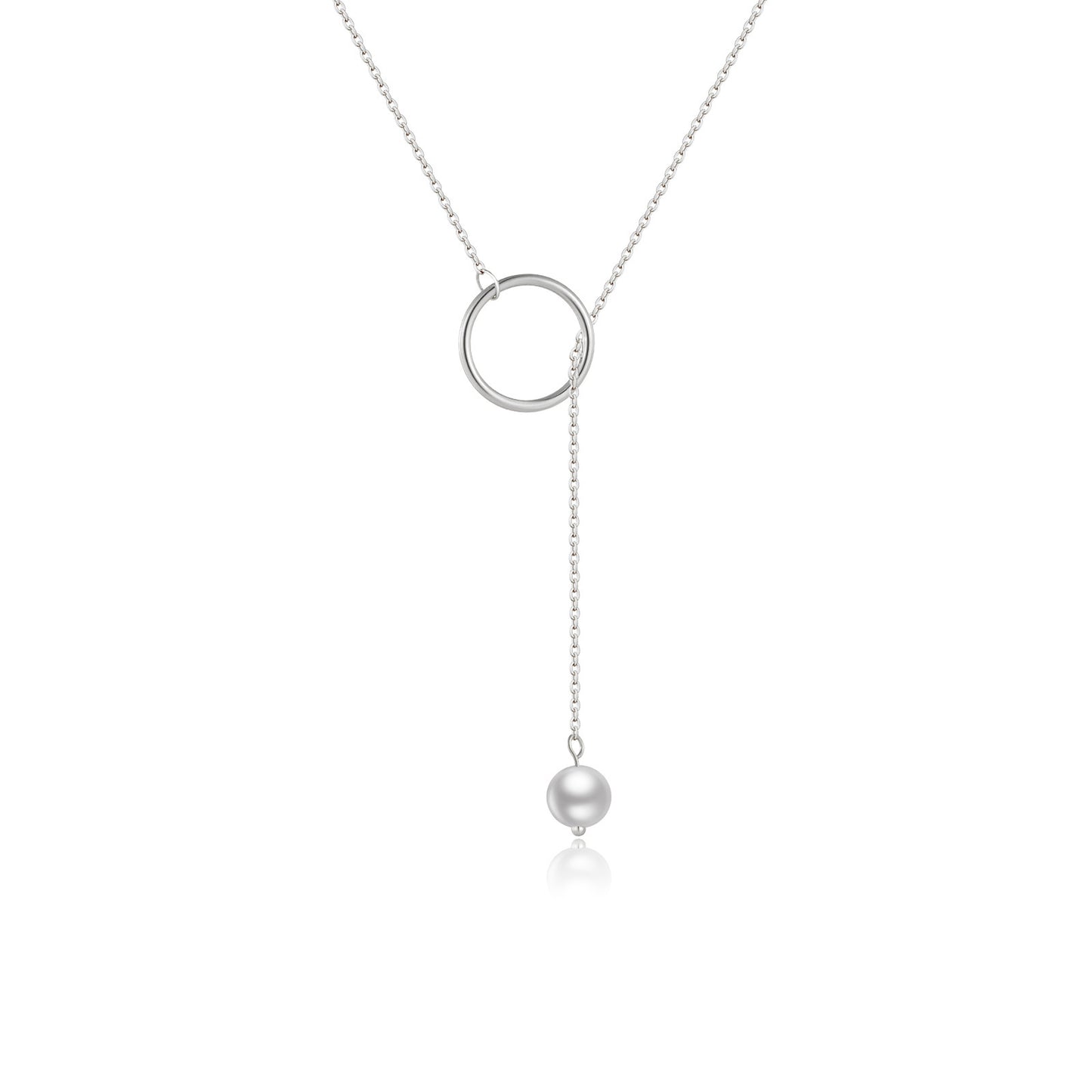 Elegance Pearl 925 silver Pendant Necklace - Platinum / 925 Silver - necklace