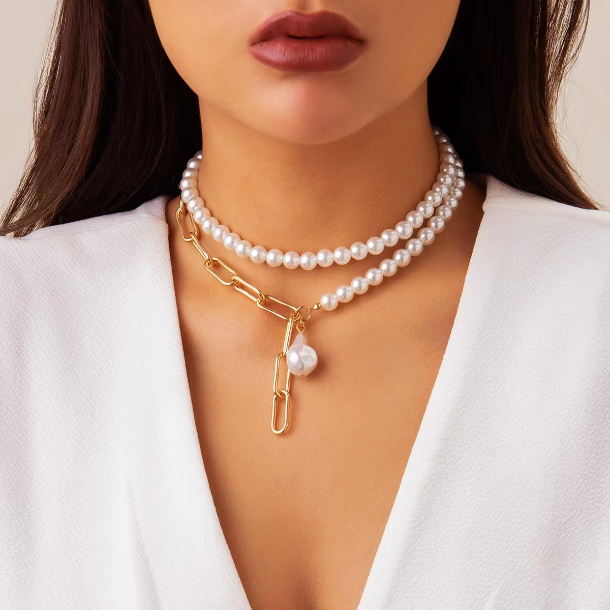 Contemporary Geometric Electroplated Alloy Necklace - Style 2 - necklace