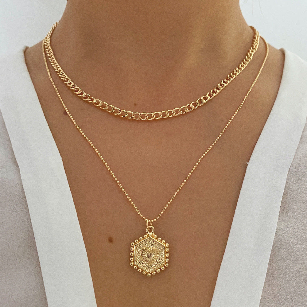 Double Layer Twin Clavicle Chain For Women - MS1321 - necklace