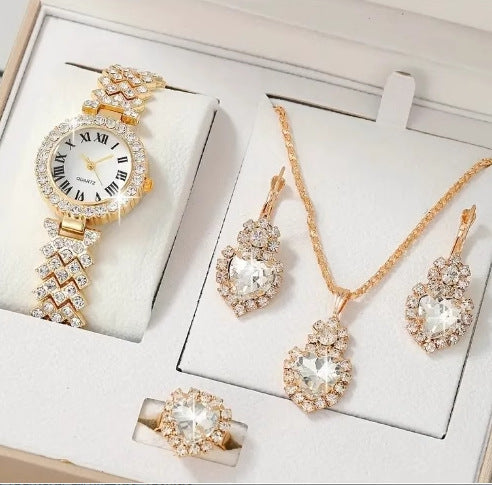 Stylish Women’s Chronograph Quartz Watch Set - Gold Watch Suit2 - set