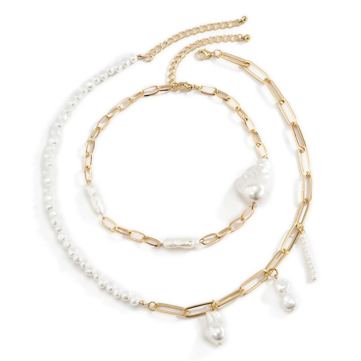 Contemporary Geometric Electroplated Alloy Necklace - necklace