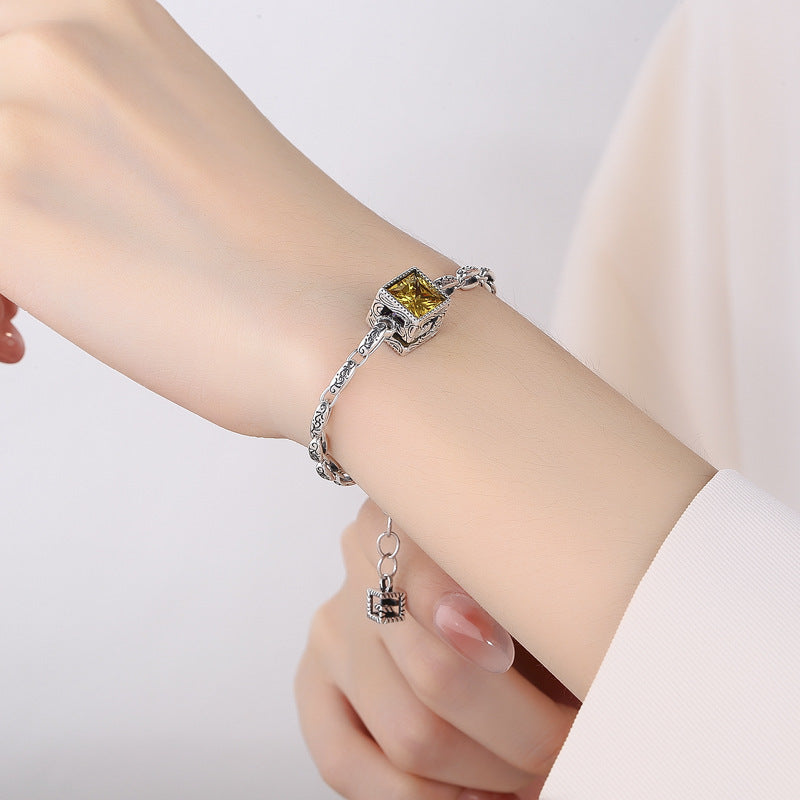 Radiant Shapes S925 Silver Gemstone Bracelet - Silver - bracelet