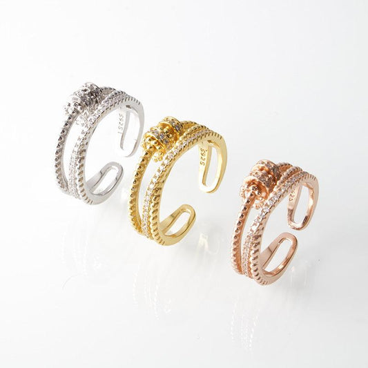 Gilded Contour Geometric Ring - ring