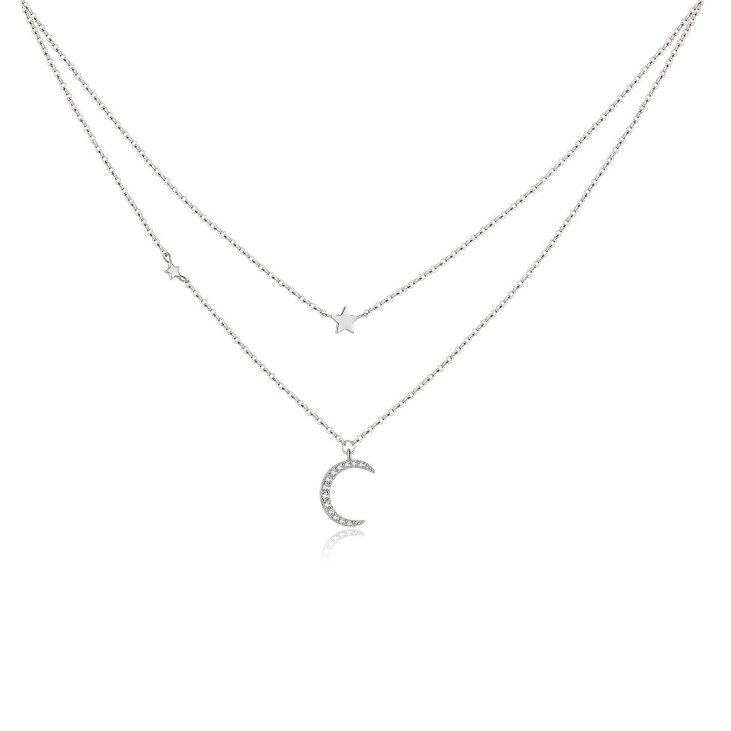 Lunar Elegance 925 silver Pendant Necklace - Platinum / 925 Silver - necklace