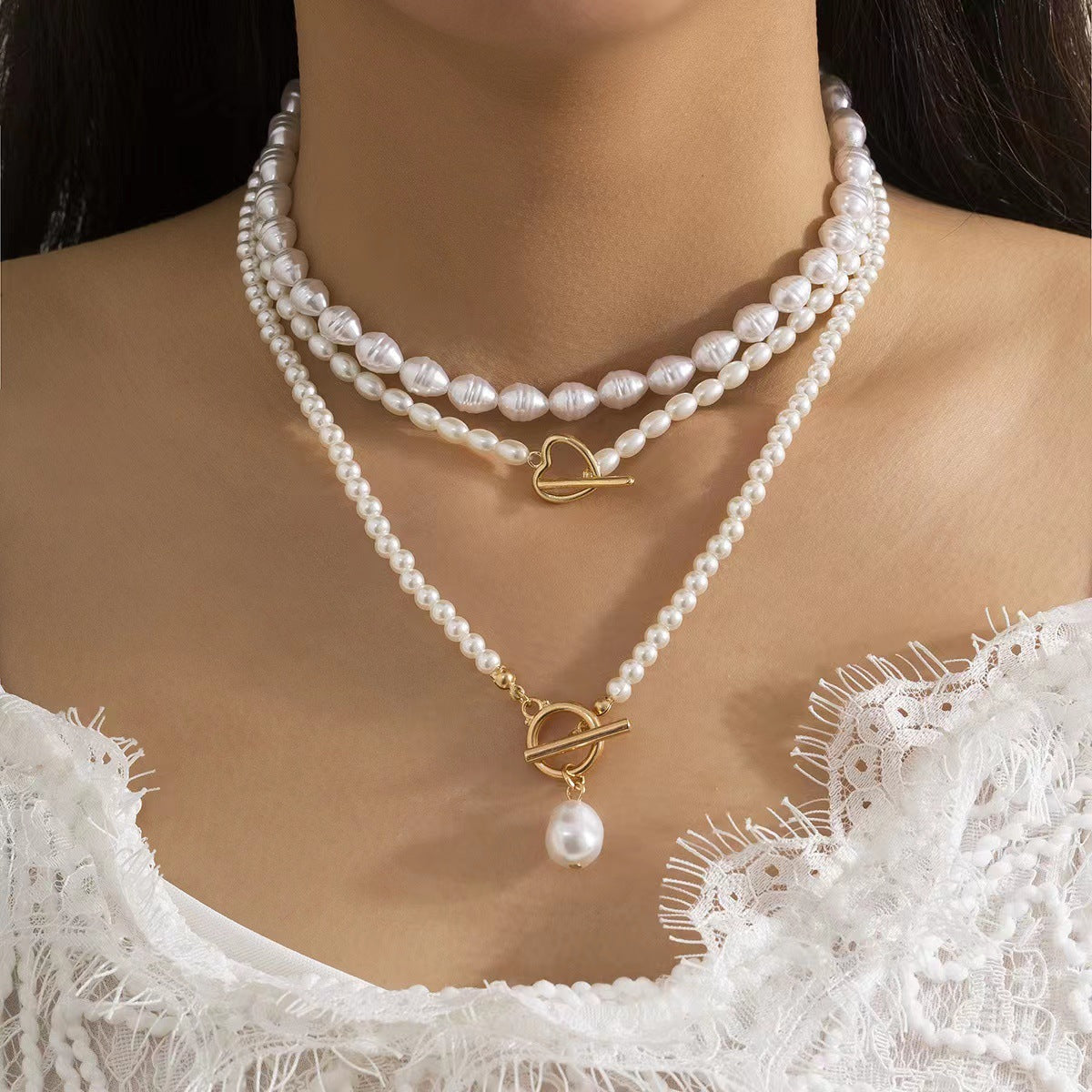 Contemporary Geometric Electroplated Alloy Necklace - necklace