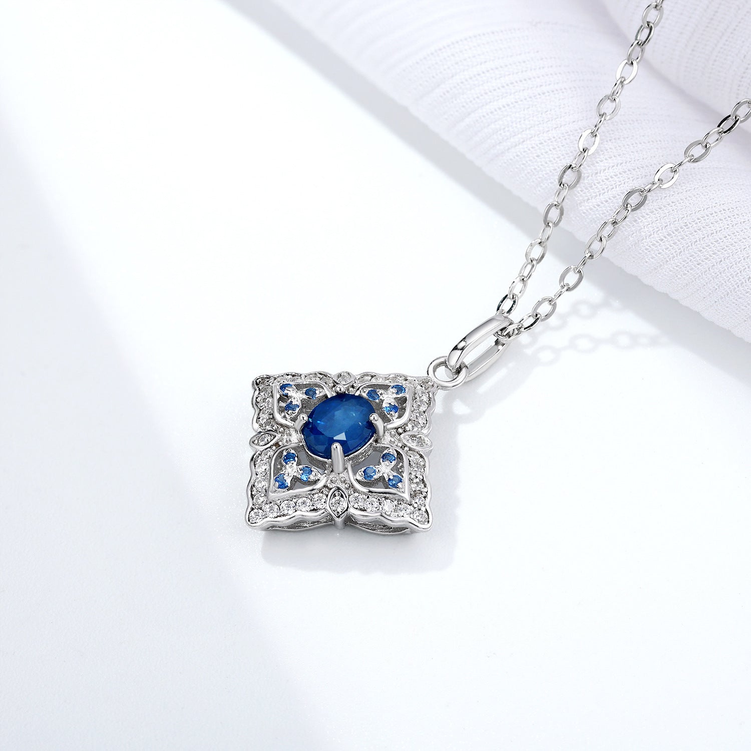 Stylish Crystal 925 Silver Pendant Necklace - silver - necklace