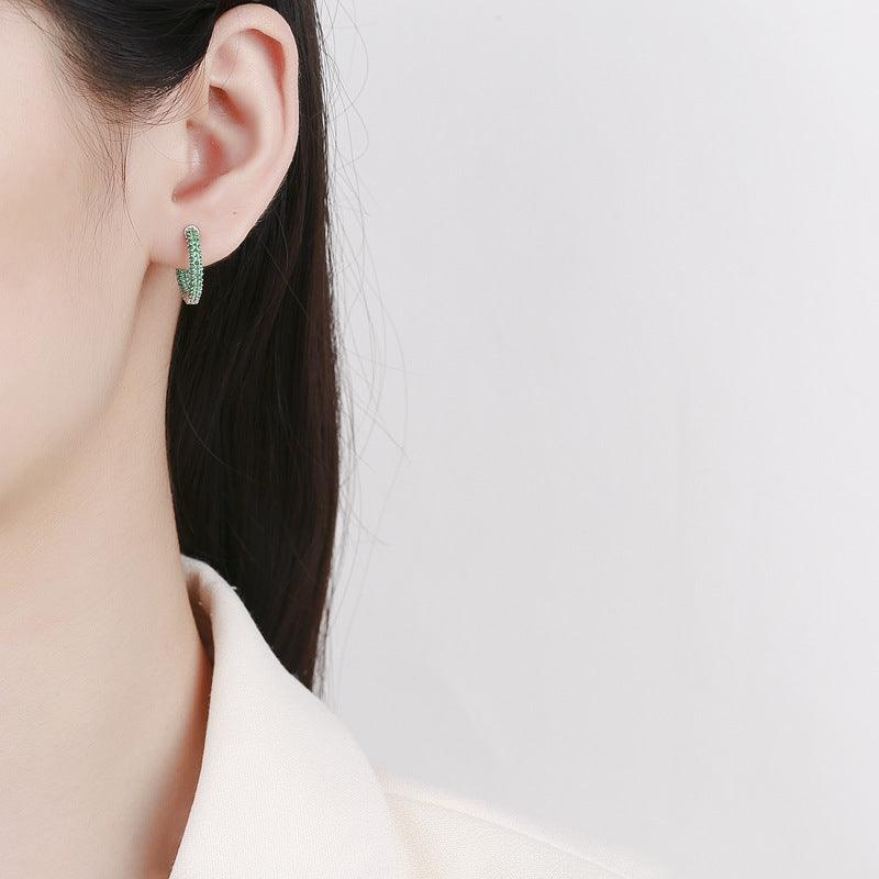 GeoInlay Sterling 925 BlueGreen Geometric Stud Earrings - earrings
