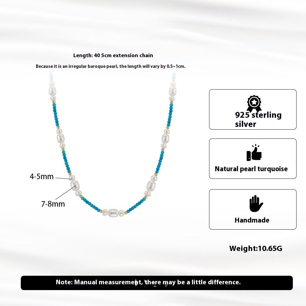 Geometric Pearl Simplicity Electroplated 925 Silver Necklace - Freshwater Pearl / 925 Silver - necklace