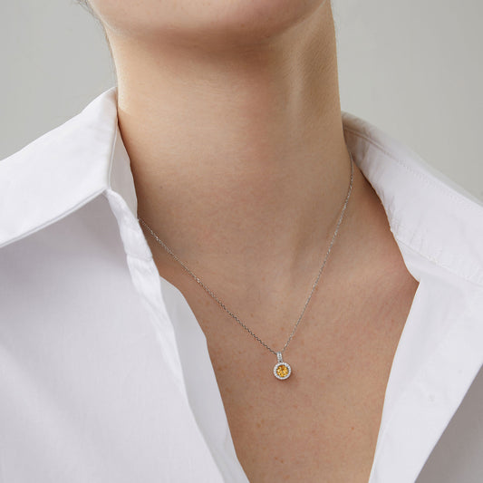 Sunshine Elegance Topaz Silver Necklace - Yellow - necklace