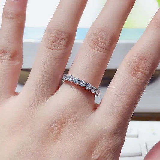 High Carbon Diamond 925 Silver ring - Silver / 6 - ring