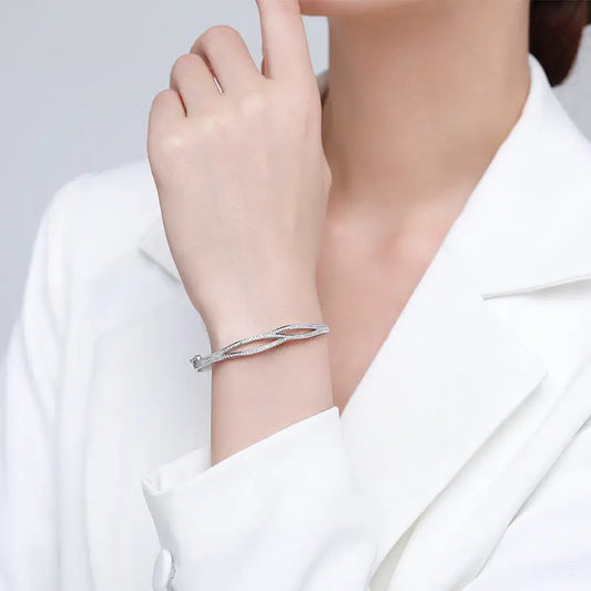 S925 Silver Bracelet Simple Double-layer Cross - 16cm / 925 Silver - bracelet