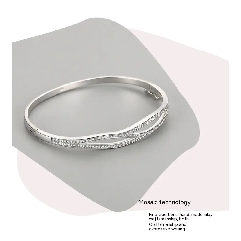 S925 Silver Bracelet Simple Double-layer Cross - bracelet