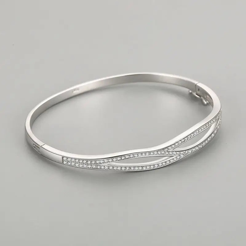 S925 Silver Bracelet Simple Double-layer Cross - bracelet