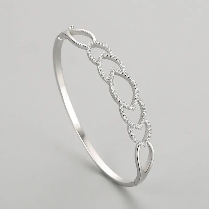 S925 Silver Chain Hollow Jeweled Bracelet - 16cm / 925 Silver - bracelet