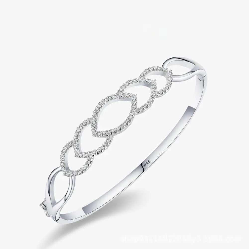 S925 Silver Chain Hollow Jeweled Bracelet - bracelet