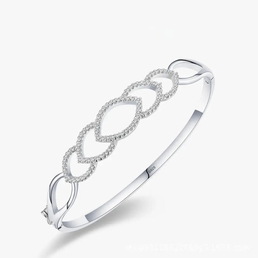 S925 Silver Chain Hollow Jeweled Bracelet - bracelet