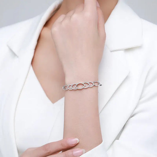 S925 Silver Chain Hollow Jeweled Bracelet - bracelet