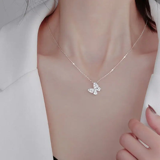 S925 Sterling Silver Butterfly Necklace - necklace
