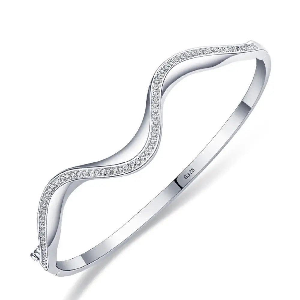 Sterling Silver Big Wave Geometric Bracelet - DY170006 - bracelet